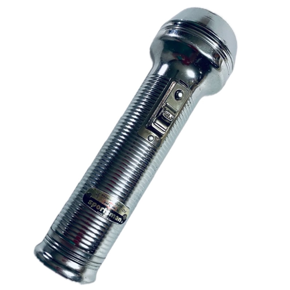 Vintage Ray O Vac Sportsman Stainless Steel Flashlight 7.5”long.